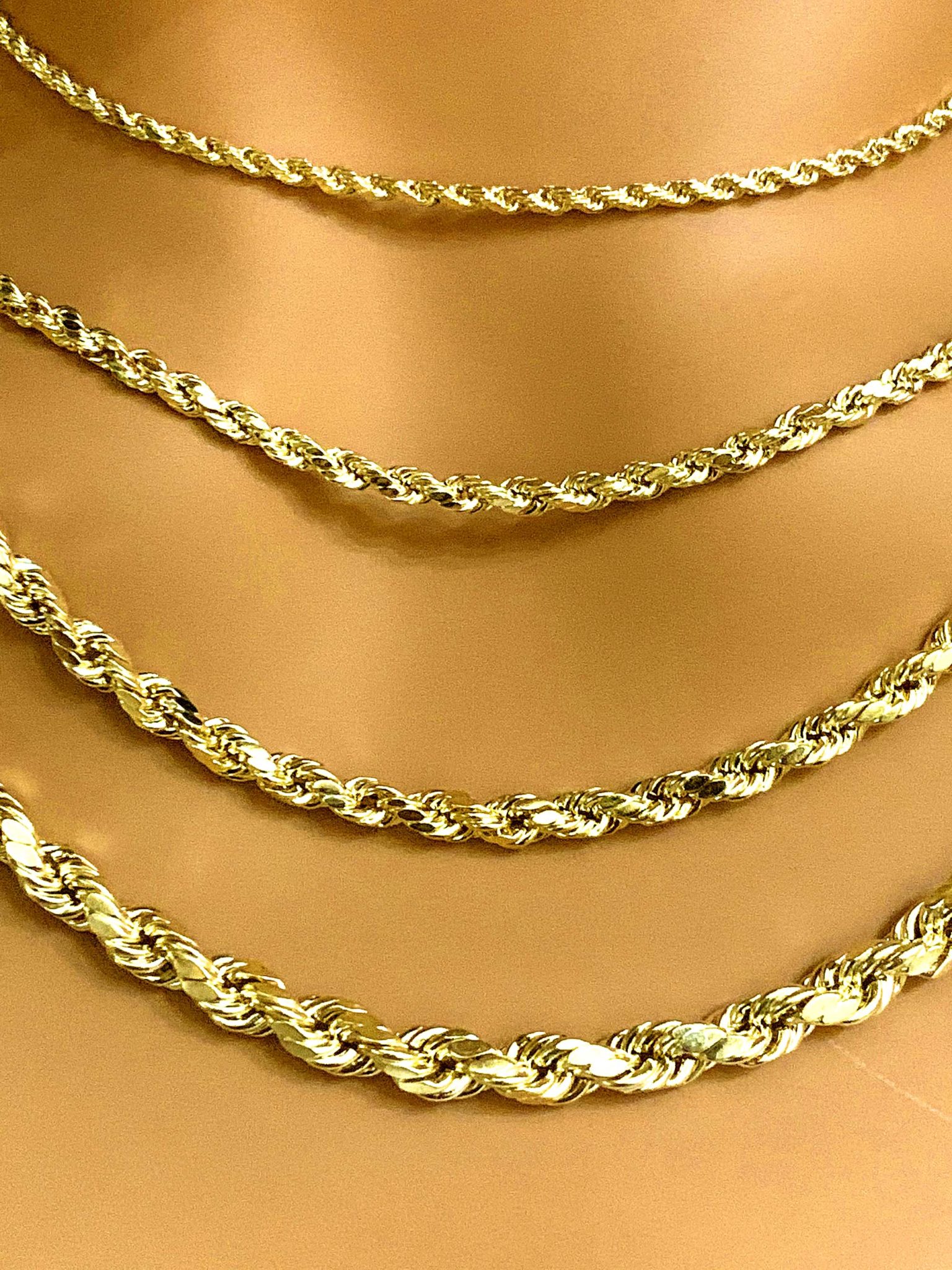 10K Initial pendant with 2mm, 18″ rope chain. – BlinCo. Inc.